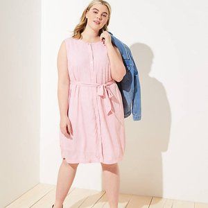 NWT LOFT Sleeveless Shirtdress Pink/White Striped